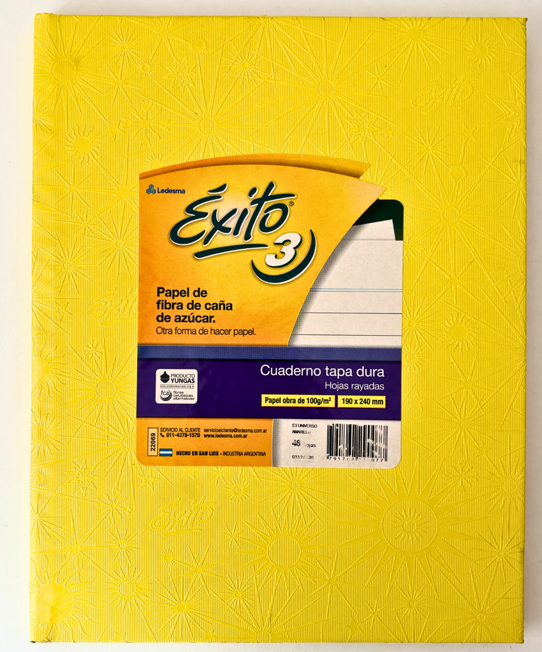 Cuaderno Exito universo tapa dura 48 hojas rayadas amarillo