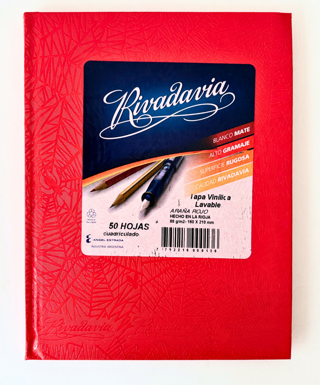 Cuaderno Rivadavia rojo arana 16x21cm x 50 hojas Cuadriculadas