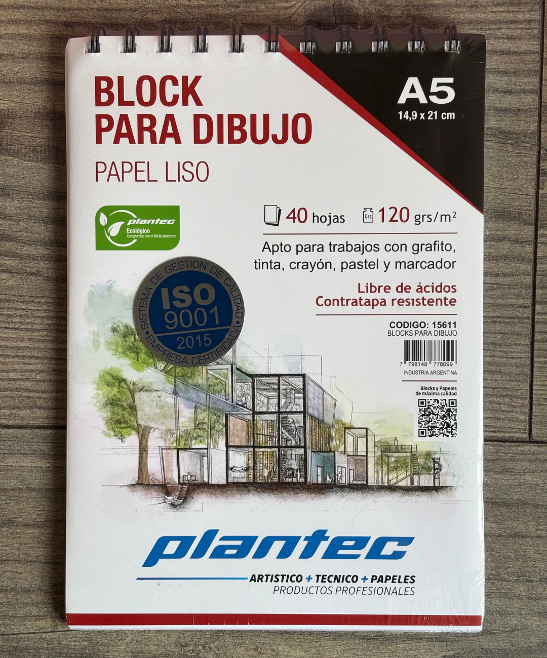 Block Para dibujo Plantec espiral A5 Liso 120 grs 40 hojas
