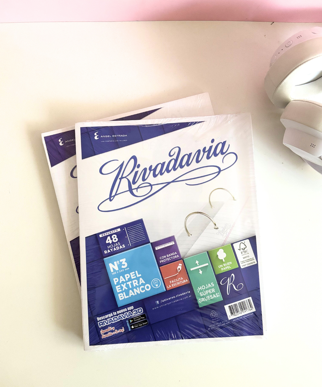 Repuesto Rivadavia N 3 x 48 hojas rayadas papel extra blanco