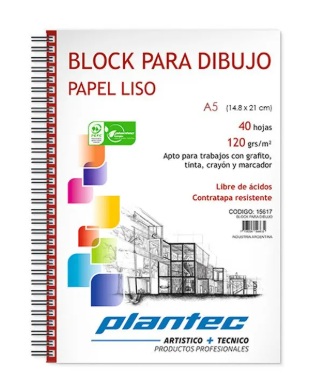 Block Plantec espiral A5 Liso 150 grs. 40 hojas