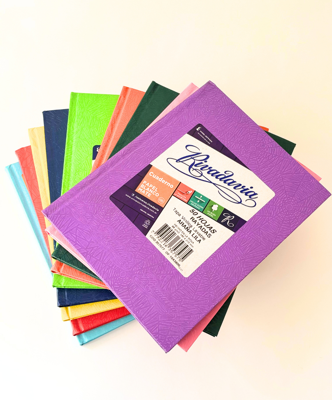 Cuaderno Rivadavia tapa dura rosa arana 50 hojas rayadas