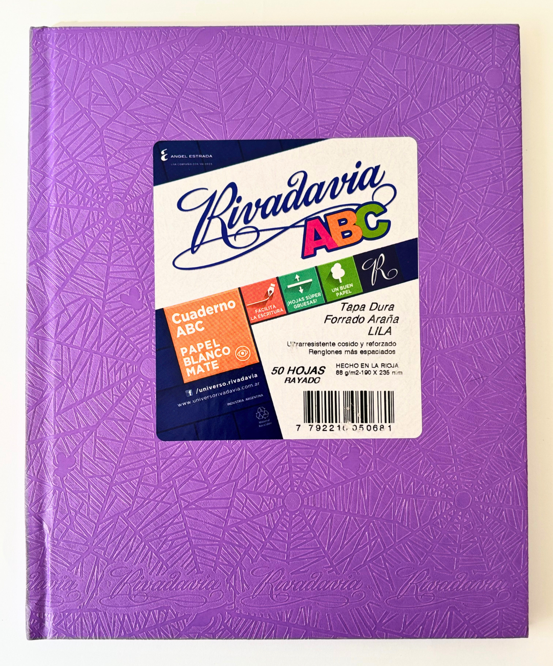Cuaderno Rivadavia ABC lila arana 50 hojas rayadas