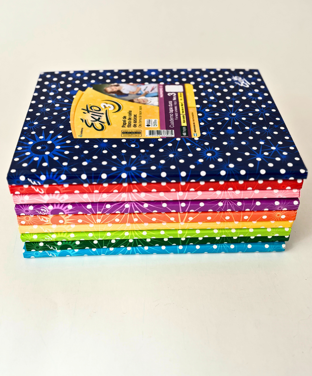 Cuaderno Exito lunares tapa dura 48 hojas rayadas amarillo